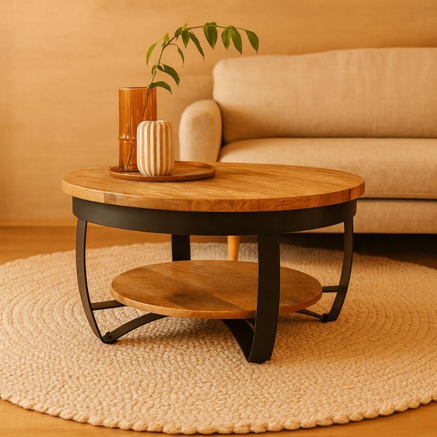 Industrieel In Huis Salontafel Rond Mangohout 65 cm Salontafel Rond Industrieel Salontafel Woonkamer Tafel Salontafels Industrieel Salontafel Landelijk Salontafel Hout Metaal Bijzettafel Rond Coffee Table Koffietafel Ø 65 cm
