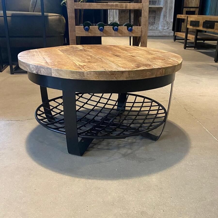 Industrieel In Huis Salontafel Rond Mangohout 65 cm Salontafel Rond Industrieel Salontafel Woonkamer Tafel Salontafels Industrieel Salontafel Landelijk Salontafel Hout Metaal Bijzettafel Rond Coffee Table Koffietafel Ø 65 cm