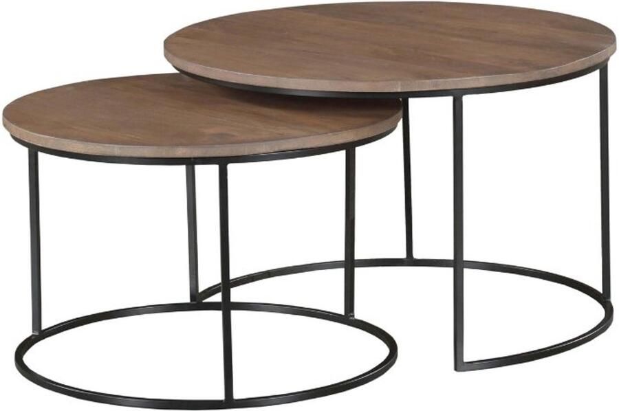 Industrieel In Huis Salontafel Rond Set van 2 Bijzettafeltjes Woonkamer Bijzettafels Rond Mangohout Antieke Ronde Tafelset Salontafel Industrieel Mangohout Decoratie Salontafel Salon Tafel Industrieel & Landelijk Grote Tafel & Kleine Tafel