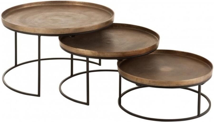 Industrieel In Huis Salontafel Rond Set van 3 Bijzettafeltjes Woonkamer Bijzettafels Rond Staal Antieke Ronde Tafelset Decoratie Tafel Decoratie Salontafel Salon Tafel Industrieel & Landelijk Grote Tafel & Kleine Tafel