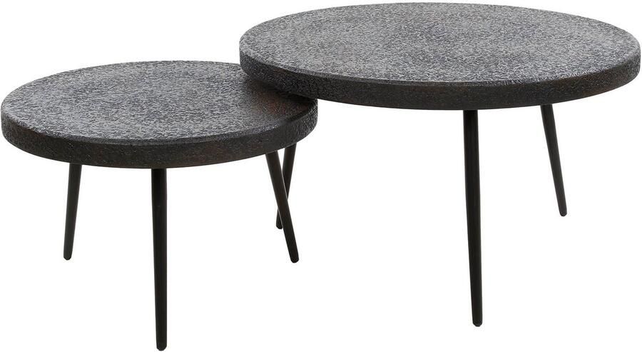 Industrieel In Huis Salontafel Rond Zwart Modern Set van 2 stuks (Ø74 cm x 42 cm) Tafeltje Rond Klein Bijzettafel Rond Hout Koffietafel Decoratie Tafel Decoratie Salontafel Salon Tafel Industrieel