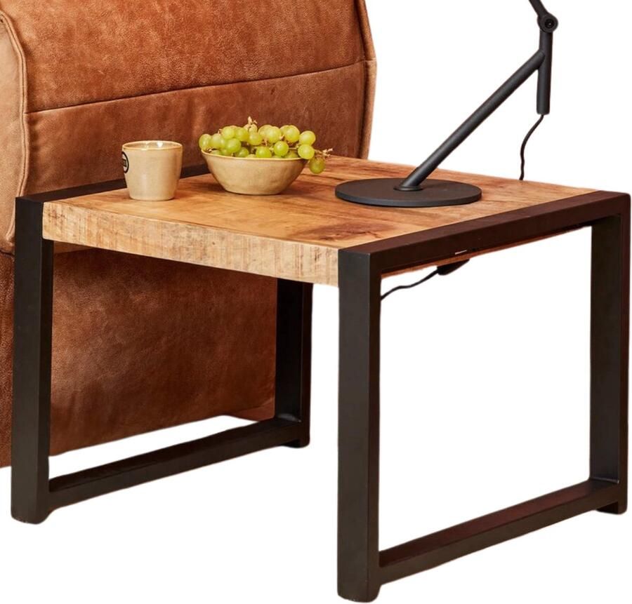 Industrieel In Huis Salontafel Vierkant Industrieel (60 cm x 60 cm x 45 cm) Salontafel Mangohout Zwart Bruin Salontafels Landelijk Bijzettafels Bijzettafeltjes Woonkamer Bijzettafel Mangothout Industrieel Zwart Hout Bijzettafel Vierkant