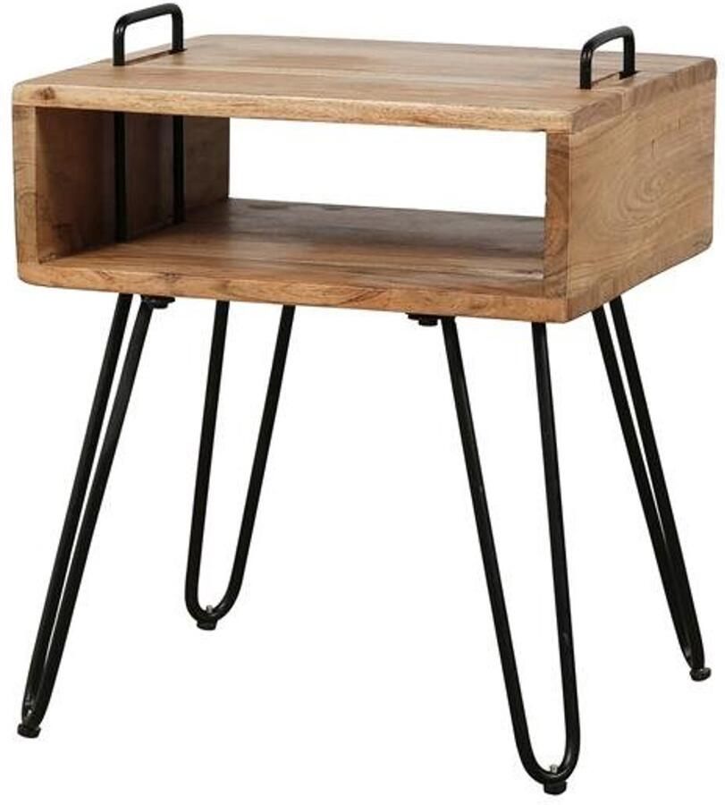 Industrieel In Huis Salontafel Vierkant (Rechthoek) Industrieel (40 cm x 38 cm x 48 cm) Salontafel Mangohout met Zwart Salontafels Landelijk Bijzettafels Bijzettafeltjes Woonkamer Bijzettafel Industrieel Landelijk Zwart Hout Bijzettafel