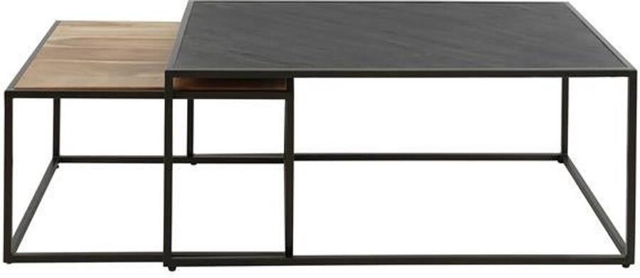 Industrieel In Huis Salontafelset Rechthoek set van 2 Mangohout Zwart Bijzettafels Set van 3 Salontafel Zwart Vierkant Bijzettafeltjes Woonkamer Salon Tafel Mangohout Salontafel industrieel Landelijk Tafeltje Set 2 stuks Zwart