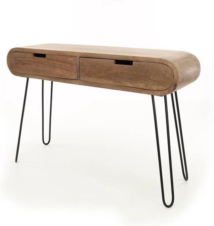 Industrieel In Huis Sidetable Industrieel Mangohout & Staal 120 cm x 30 cm x 76 cm Side Table Industrieel Met Lades Sidetable met lade Hout Landelijk Hout Wandtafel Sidetable Haltafel Smalle tafel 120cm x 30cm x 76cm