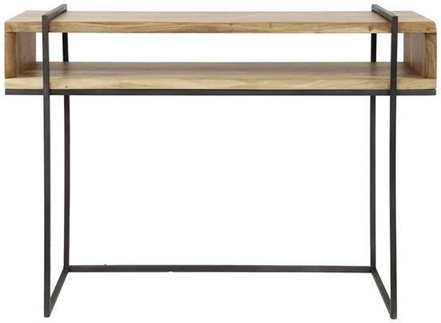 Industrieel In Huis Sidetable Industrieel Mangohout Hout Wandtafel met Plank Consoletafel Gang tafel Haltafel Entree tafel Landelijk Hout Industriele Kast Dressoir Bijzettafel Smalle Sidetable (110 cm x 35 cm x 78 cm)