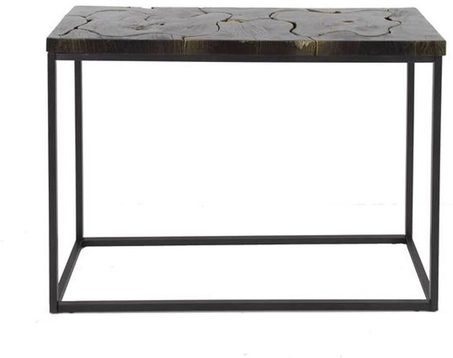 Industrieel In Huis Sidetable Industrieel Teakhout en Staal 100 cm x 35 cm x 75 cm Side Table Industrieel Hout Landelijk Hout Wandtafel Sidetable Haltafel Smalle tafel 100cm x 35cm x 75cm Makkelijke installatie