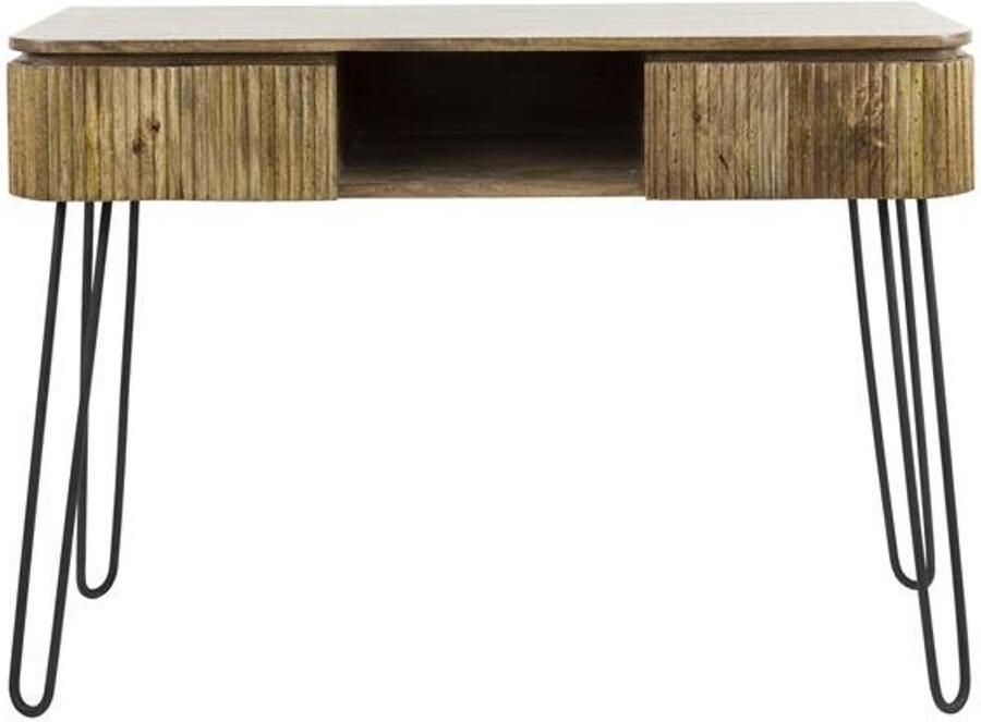 Industrieel In Huis TV Meubel Industrieel Mangohout en Staal 110 cm x 40 cm x 77 cm Side Table Industrieel Met Lades Sidetable met lade Hout Landelijk Hout Wandtafel Sidetable Haltafel Smalle tafel 110cm x 40cm x 77cm Snelle installatie