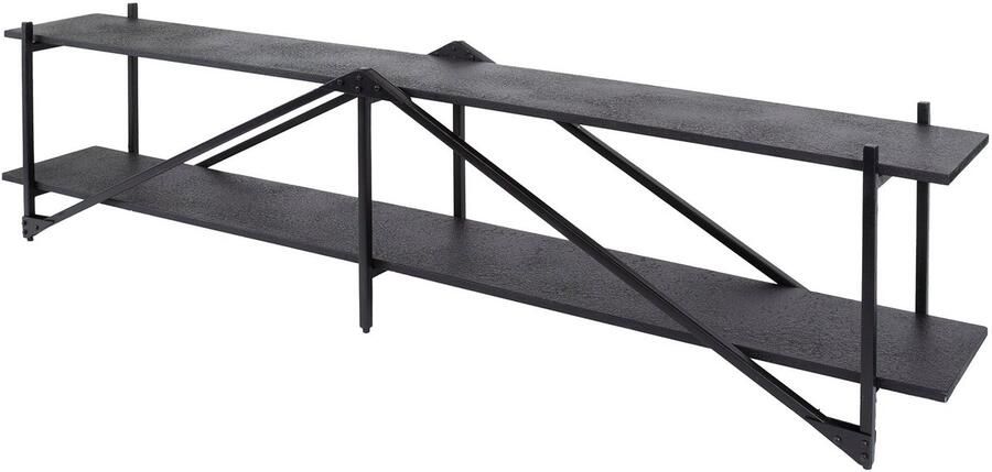 Industrieel In Huis TV Meubel Industrieel Zwart (220cm) TV Kast Landelijk Industrieel Zwart TV Kasten TV Meubels TV Dressoir Industrieel Zwart Tv Wandmeubel Televisie Meubel Televisie Kast