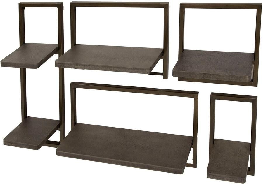 Industrieel In Huis Wandrek Rechthoek (Set van 5) Wandrek Industrieel Wandplank zwevend Fotoplank Wandkast Wandrek Metaal Zwart Keuken Hal Woonkamer Wandrek Hangend Industrieel Wandrek Rond (65 cm x 18 cm x 35 cm)