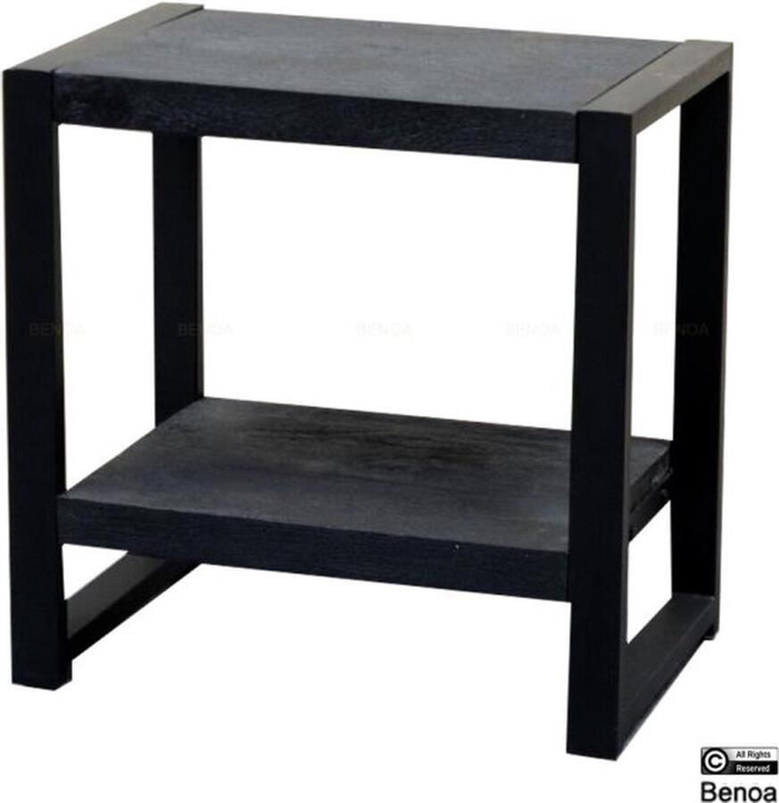 Industrieelinhuis.nl Bijzettafel Zwart Mangohout en Staal 60x40x60 - Foto 2