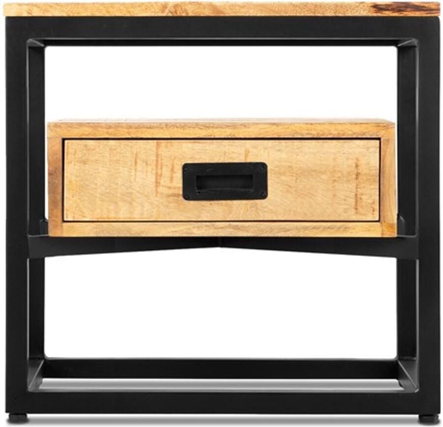 Industrieelinhuis.nl Salontafel Bijzettafel Industrieel Design Mangohout en Staal 60x60x45 - Foto 2