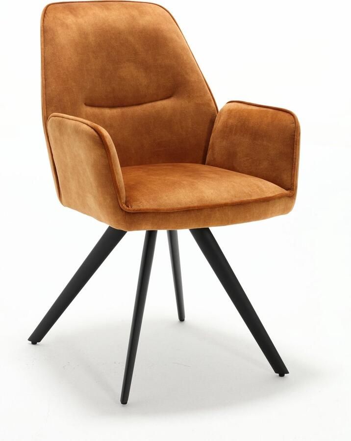 Industrieelinhuis.nl StarFurn Eetkamerstoel Nova Oranje Stof Set van 2