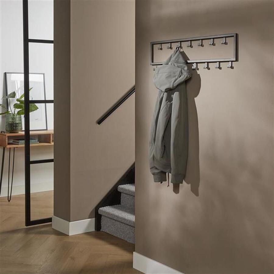 Industrieelinhuis.nl Wandkapstok Industrieel Max Zilver 15 haken