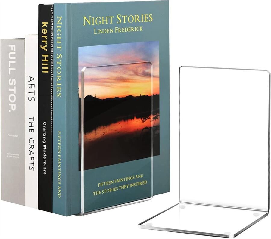 Inf Boekensteun Acryl 4-pack boekensteun transparant herbruikbare boekensteun boekenhouder geschikt voor schoolkantoor bibliotheek slaapkamer bureau