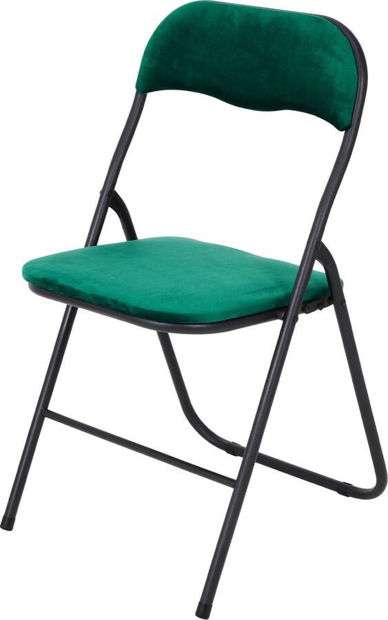 Infinity Goods Klapstoel Vouwstoel Fluweel Eettafelstoel Opklapbare Stoel 43 x 47 x 80 CM Stoel Groen - Foto 2