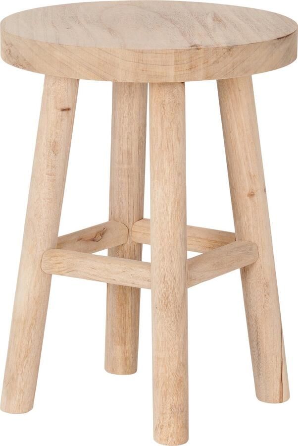 Infinity Goods Kruk Hout Teakhout Bijzettafel Voetenbankje Plantentafel Opstapje Tot 150 kg Bruin - Foto 2