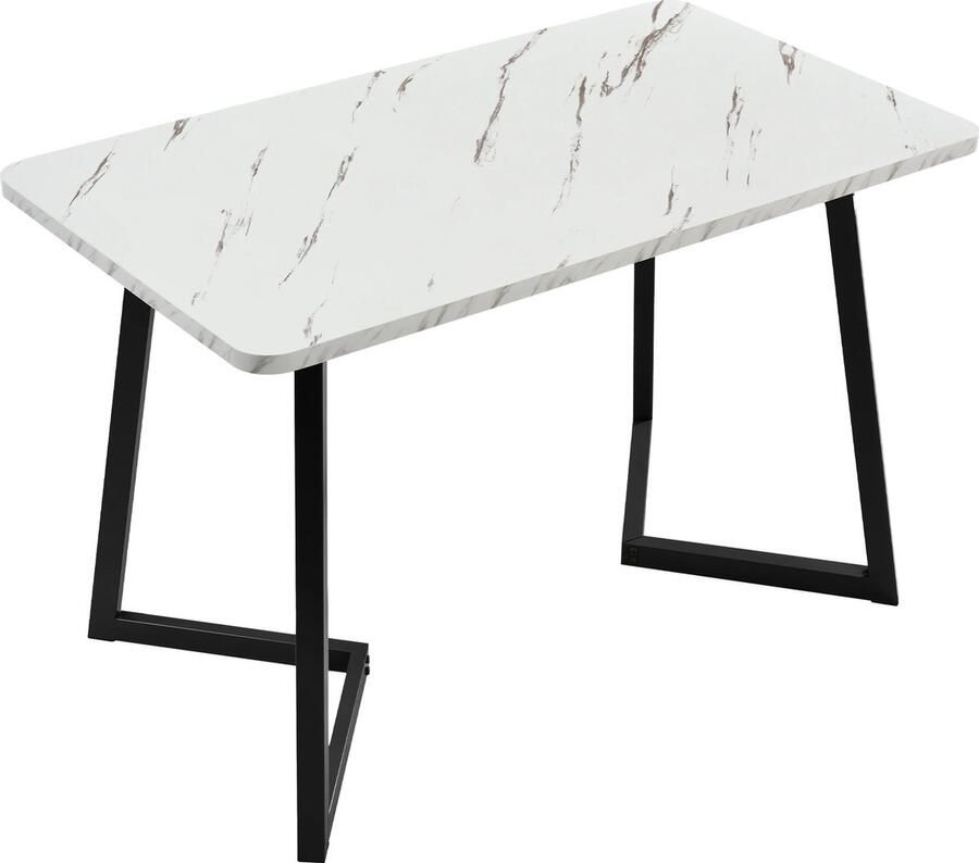 Informatie komt nog UnityMarketplace Rechthoekige Eettafel Metalen Poten Modern Marmer Patroon 117x68cm