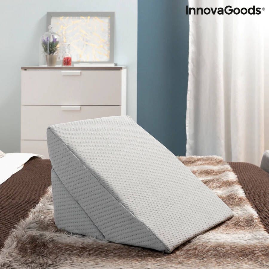 Innova Goods Innovagoods leeskussen voor in bed traagschuim verstelbaar druk verdelend zowel voor benen als rug wig kussen