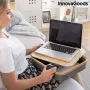 Innovagoods Draagbare Multifunctionele laptoptafel Bijzettafel met opbergbak Linnen kussen Bed of Bank Grijs en Houtkleur - Thumbnail 1