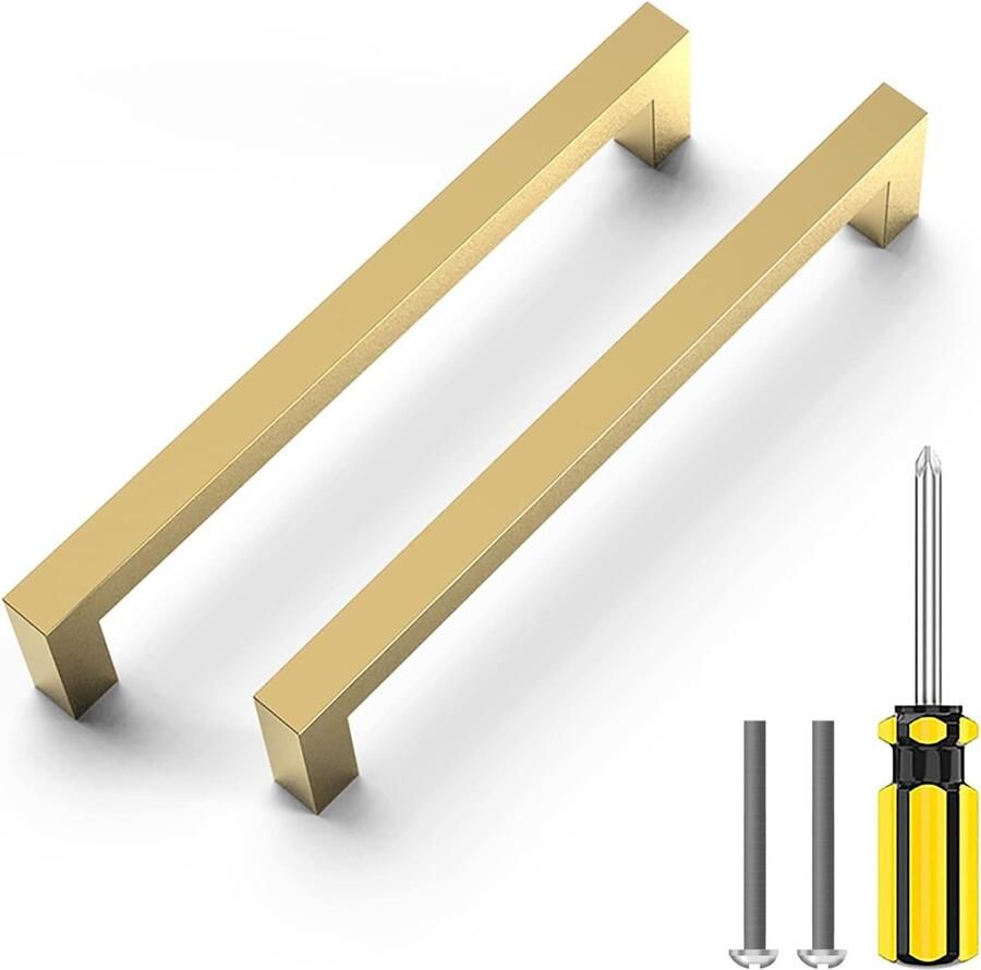 Inovra 30 stuks goud messing kastgrepen 16 5 cm keukenkast vierkante dressoirgrepen geborsteld goud