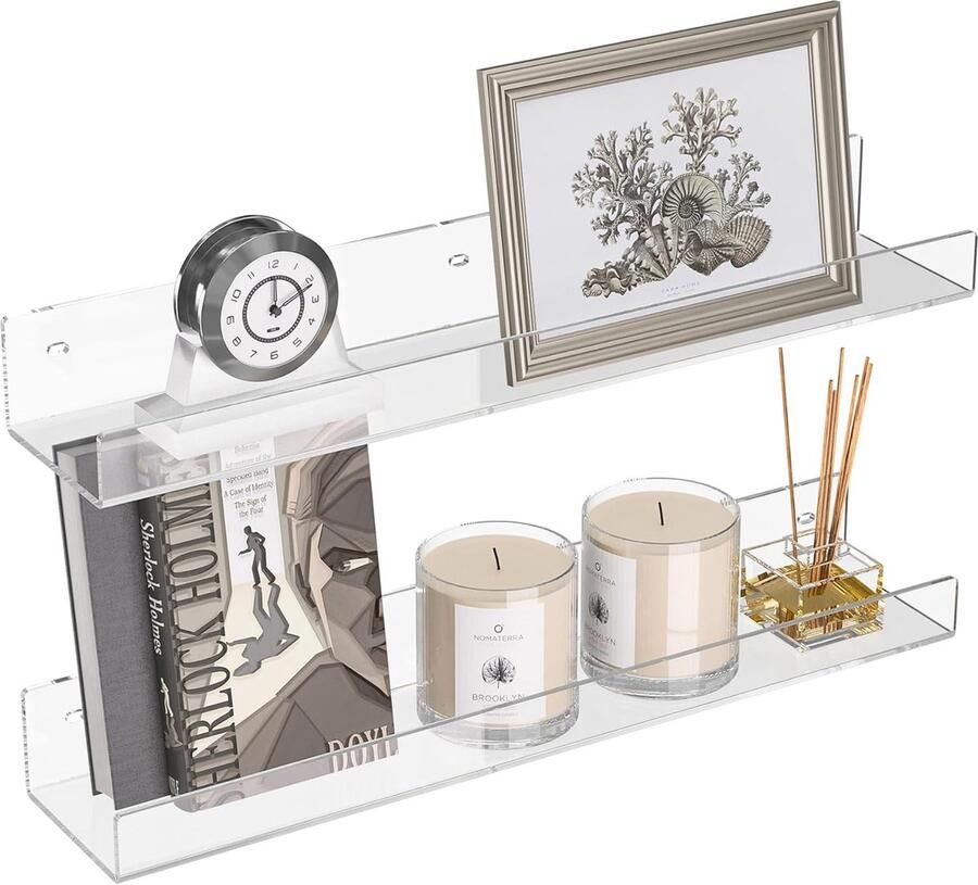 Inovra Acryl Wandplank Set van 46 cm Onzichtbare Zwevende Boekenplanken voor Elke Kamer