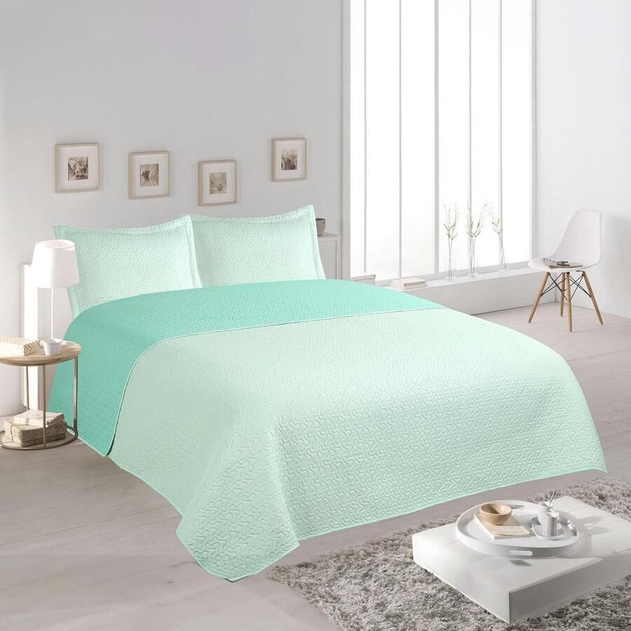 Inovra Bedsprei 100% Microvezel 230 x 260 cm Extra Zacht met 2 Kussenslopen Bedsprei voor Eenpersoonsbed 120 130 Lente en Zomer Dekbed Dekbedovertrek Bed Glad Aqua Groen