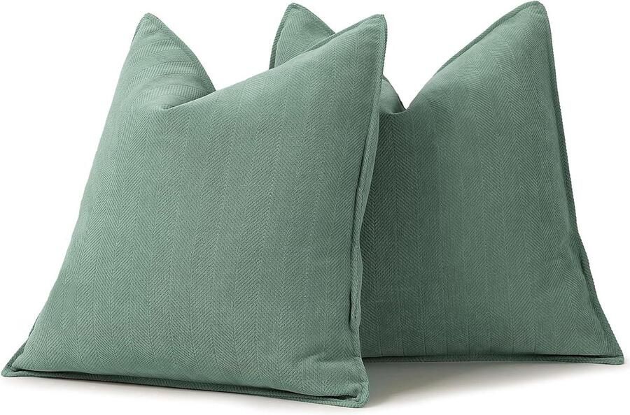 Inovra Kussenhoezen Set van 2 Chenille Kussens Zacht en Luxe Decoratief voor Sofa Bed Woondecoratie Grijs Wit Woonkamer