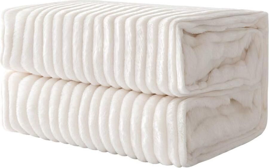 Inovra Comfortabele Fleece Deken met Pomponnen voor Bank of Bed 127 x 152 cm