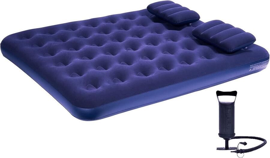 Inovra Comfortabele Opblaasbare Queen Luchtmatras met Kussen en Pomp voor Camping en Thuis