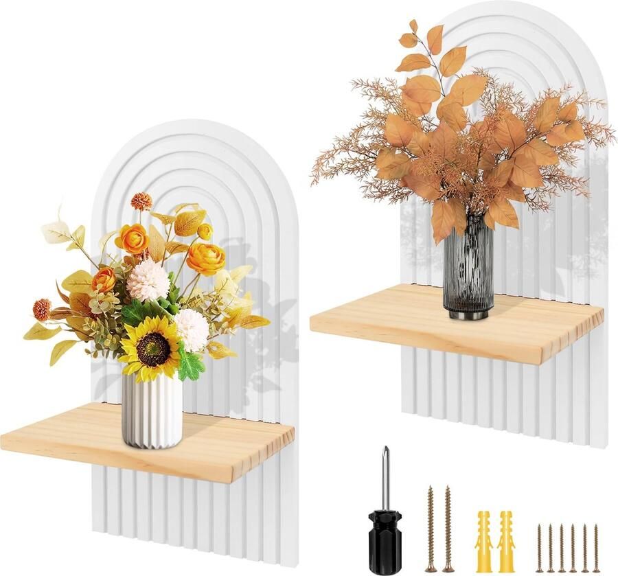 Inovra Decoratief Boho Wandrek van Natuurlijk Hout voor Stijlvolle Interieurelegantie en Functionele Opbergoplossingen