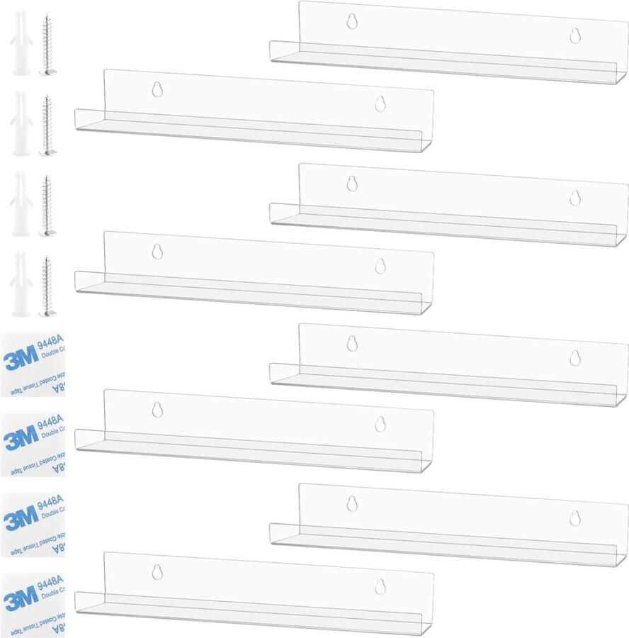 Inovra Decoratieve Acryl Wandplanken voor Vinylplaten en Foto's Set van 8 Stuks
