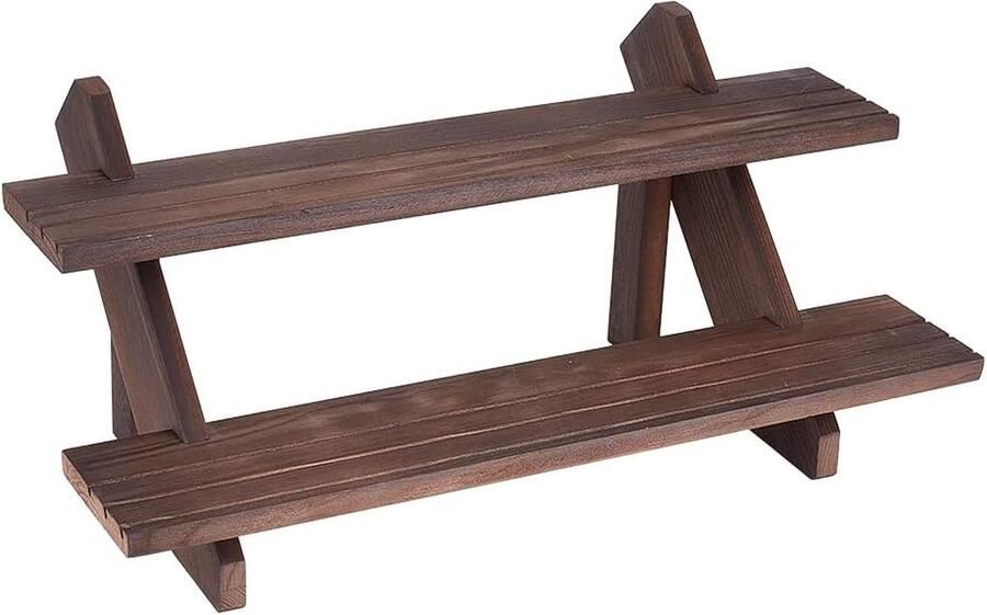 Inovra Decoratieve Houten Sieraden Standaard Met Twee Lagen En Groeven Voor Displays