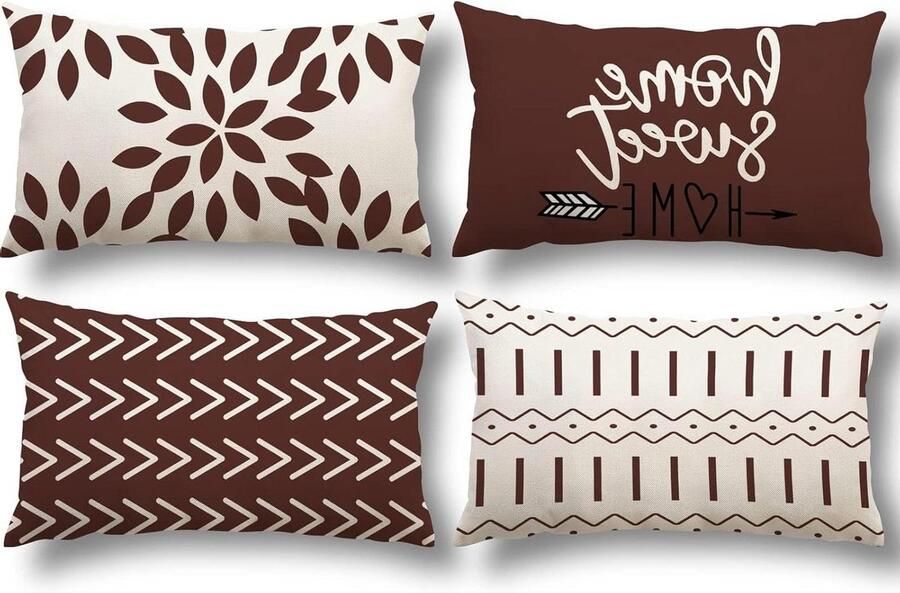 Inovra Linnen sierkussenhoezen 30x50cm Set van 4 Decoratieve kussenhoezen voor bank tuinbed en bank 2-3 zoekwoorden toevoegen: woonkamer decoratie interieuraccessoires stijlvolle kussenslopen