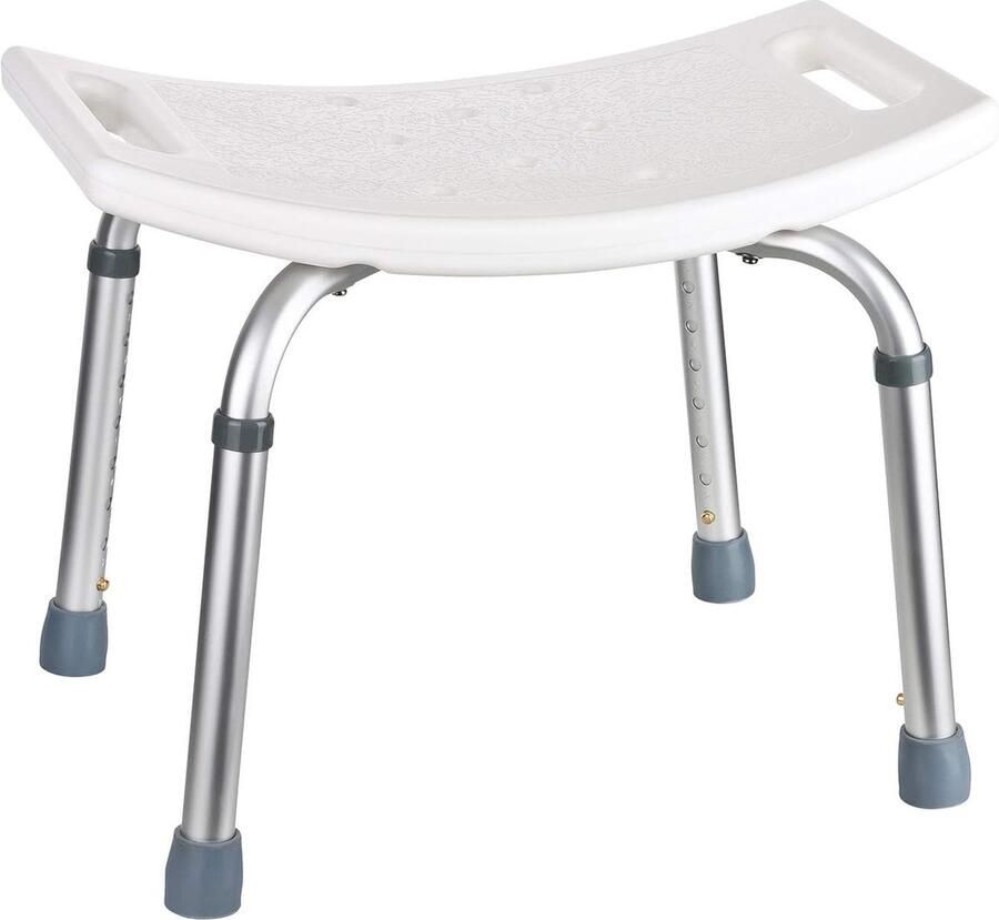 Inovra Douchekruk Vierkant Douchezitje in hoogte verstelbaar badkamerkrukje vierkant wit voor senioren badkamerstoel voor douche (rechthoekig)