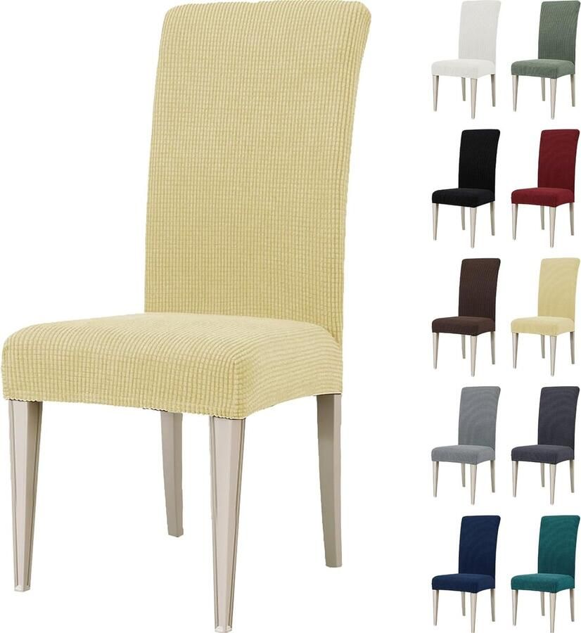 Inovra Elastische Stoelhoezen Set van 2 Beige Afneembaar en Wasbaar voor Alle Stoelen
