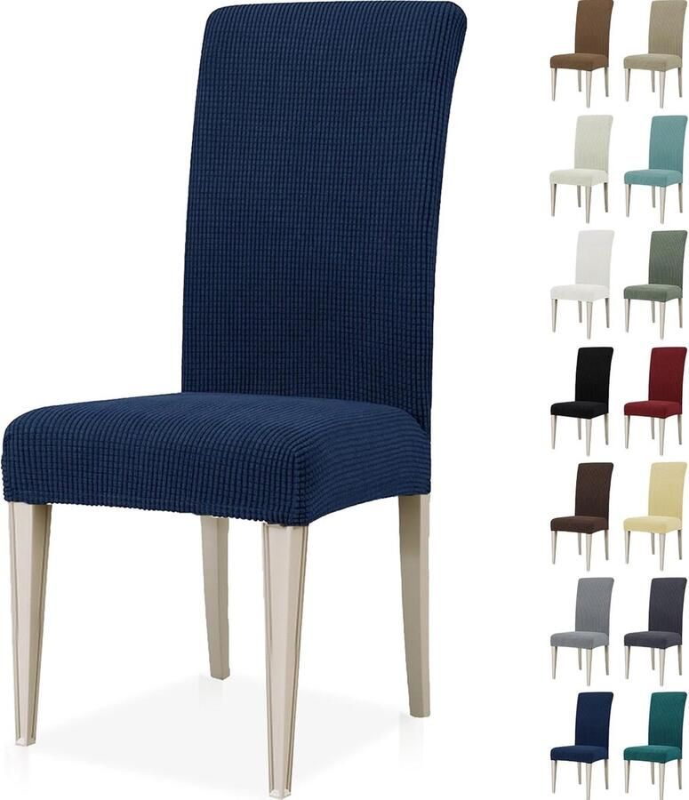 Inovra Elastische Stoelhoezen Set van 2 – Universele en Wasbare Bescherming voor Stoelen in Blauw