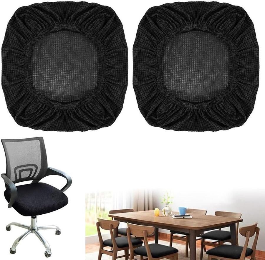 Inovra Elastische Stoelovertrek Set van 2 Wasbare Overtrek Flexibele Hoes Stoelhoezen voor Kantoor Eetkamer en Bar Beschermende Stoelbekleding met Versterkt Zitvlak