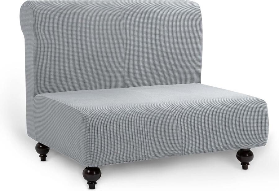 Inovra Elastische Tweezits Bankhoes Zonder Armleuningen in Lichtgrijs voor Modern Interieur