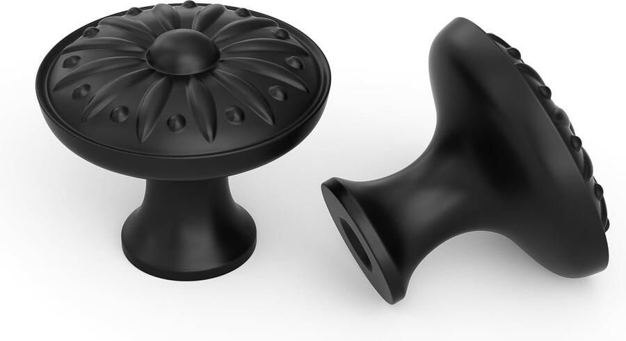 Inovra Elegante Zwarte Meubelknoppen met Vintage Bloemenpatroon voor Keuken en Kast