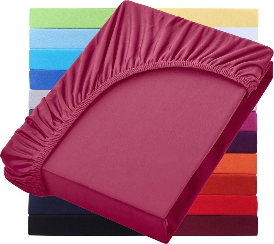 Inovra Extra Diepe Hoeslaken voor Boxspring en Waterbed 200 x 220 cm 100% Katoen Bordeaux Rood