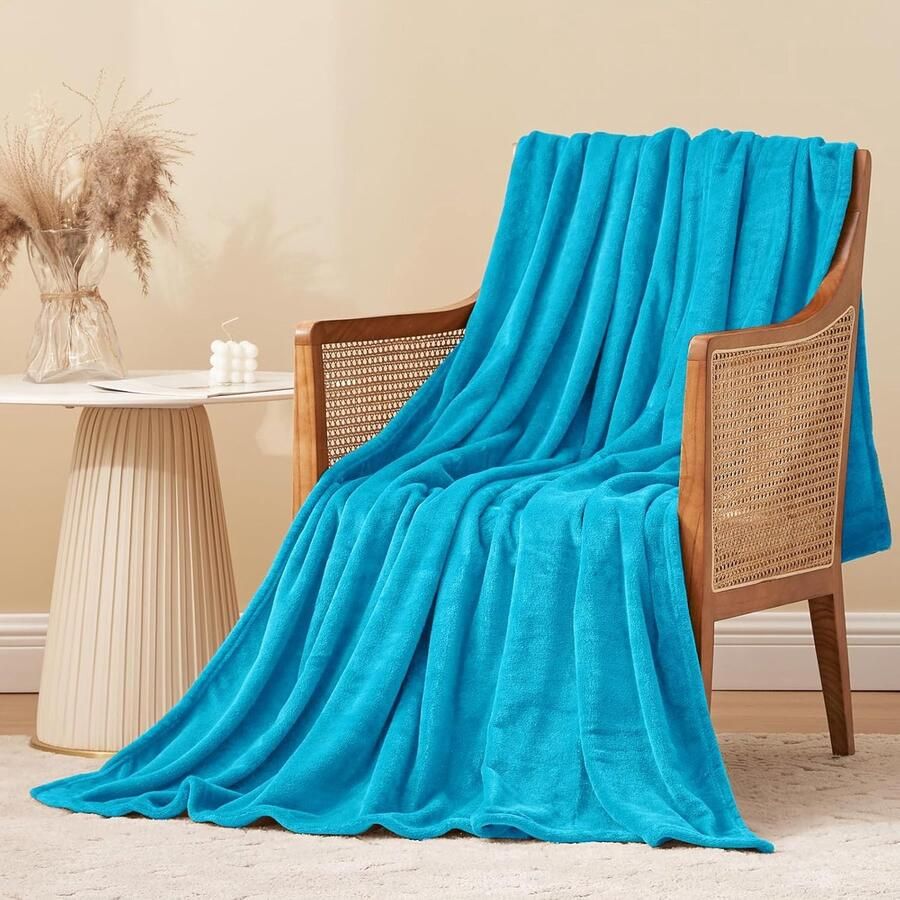 Inovra Extra Grote Super Zachte Fleece Deken voor Bank en Bed in Turquoise Petrol 150 x 200 cm