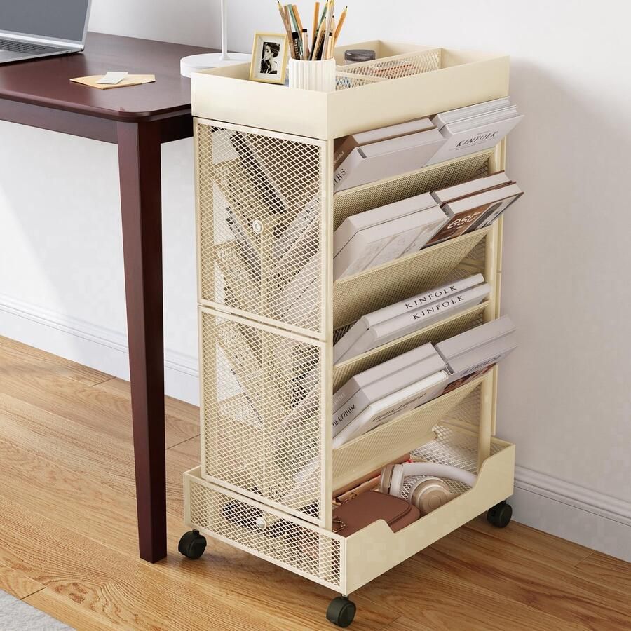 Inovra Flexibele en Ruimtebesparende Mobiele Boekenplank met 6 Niveaus voor Meerdere Kamers