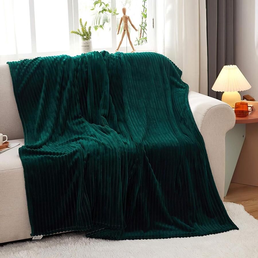Inovra Fluweelzachte Microvezel Deken voor Bank en Bed Vintage Groen 180 cm x 200 cm