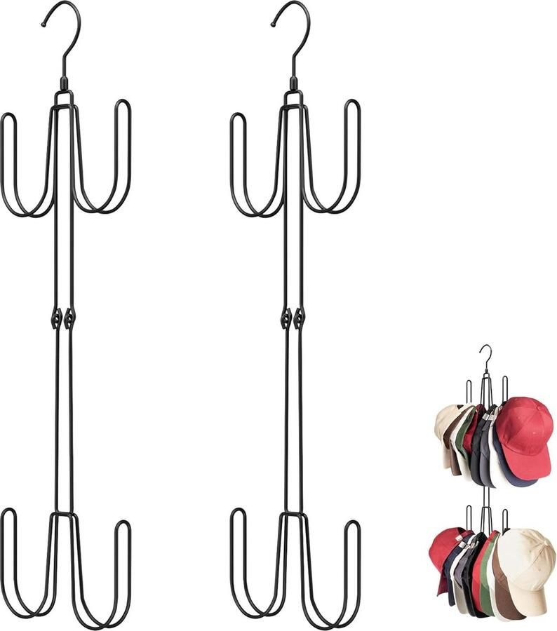 Inovra Handige Draaibare Hanger voor Hoeden Tassen en Accessoires met Vier Haken voor de Kast