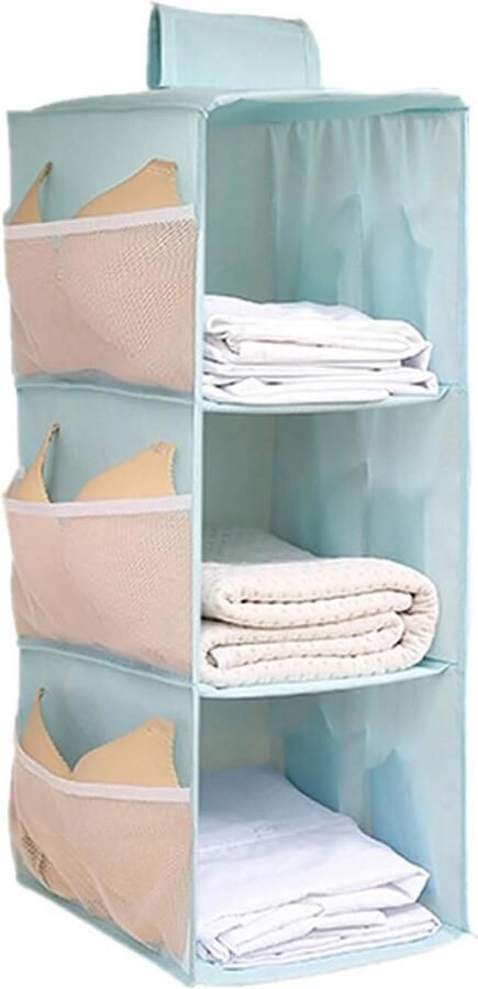 Inovra Hangrek kledingkast meerdere vakken hangopbergkast opvouwbare hangorganizer kastorganizer met netvakken aan de zijkanten voor thuis camper camping