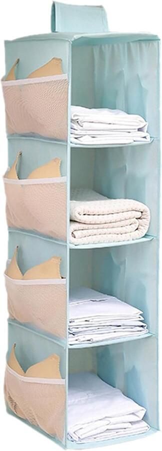 Inovra Hangrek kledingkast meerdere vakken hangopbergkast opvouwbare hangorganizer kastorganizer met netvakken aan de zijkanten voor thuis camper camping