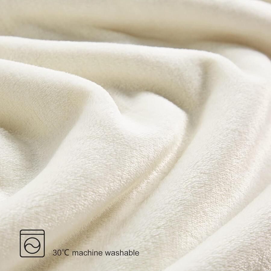 Inovra Heerlijk Zachte en Lichtgewicht Flanellen Deken voor Bank en Bed 130 x 150 cm Crème