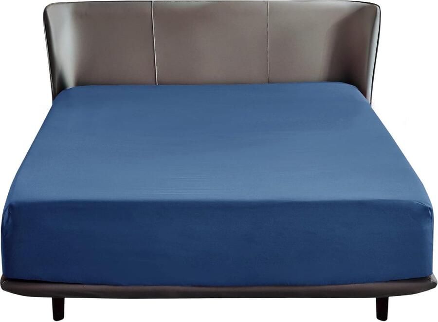Inovra Hoeslaken 160 x 200 cm Boxspring Bed Topper Polyester Microvezel Materiaal Bedlaken voor Matrashoogte tot 30 cm Zacht Hoeslaken Blauw