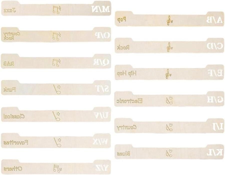 Inovra Houten muziek- en filmverdelers 13 stuks A-Z alfabetisch Organisator voor platen en cd's Grammofoonplaten Opbergen van albums Media boekenkast